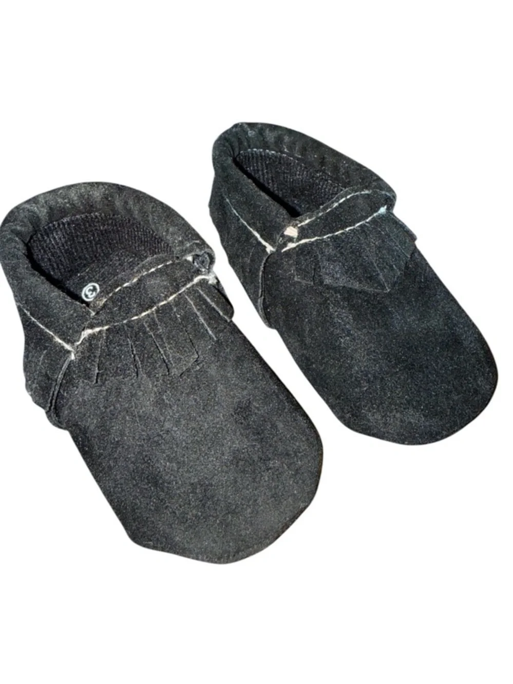ROMIRUS Black Fringe Infant Baby Moccasins Size 3 NWOT